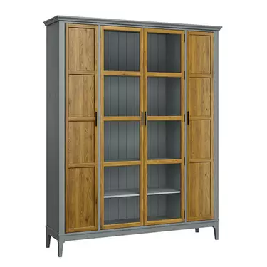 Шкаф для книг «Квадро-С» 422Ф (серый 7042-антик 24)