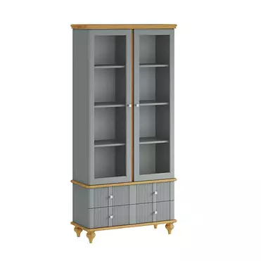 Шкаф для посуды «Рандеву» 22 (серый 7042-антик 24)