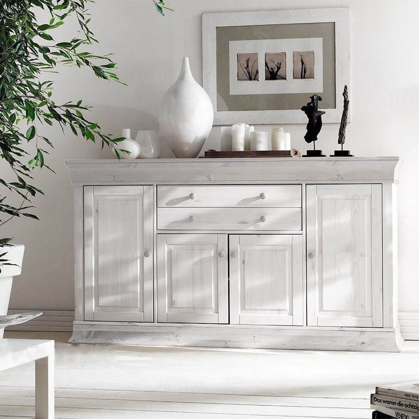 Комод "Бостон" 4+2 с откидной крышкой (белый воск)