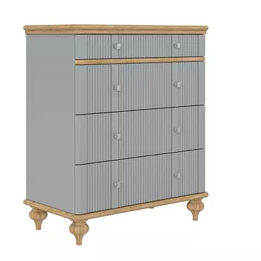 Комод серый с 4 ящиками "Рандеву" 04 (838) сосна (серый-7042/антик-24)