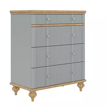 Комод серый с 4 ящиками "Рандеву" 04 (838) сосна (серый-7042/антик-24)