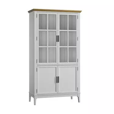 Шкаф для посуды «Квадро-С» 22-185 (белый лак-антик 24)