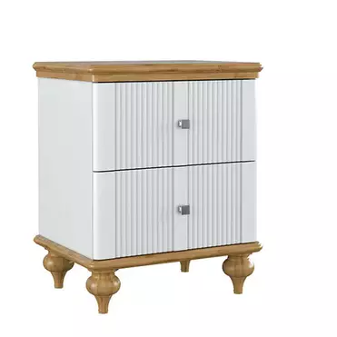 Тумба прикроватная с 2 ящиками белый "Рандеву" 02 (белый лак/антик 24)