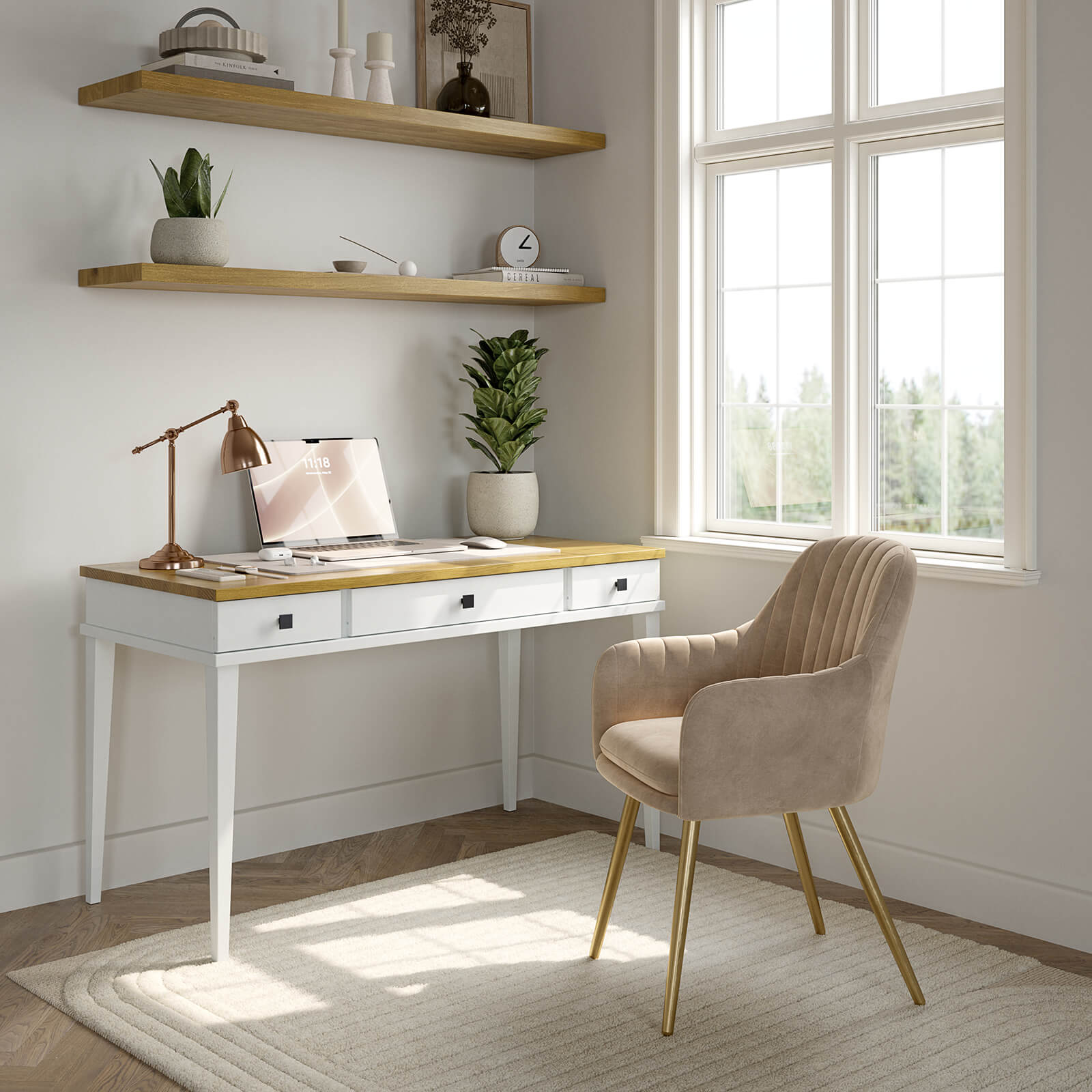 Стол письменный "Бон Вояж" 021 (белый лак-антик 24)