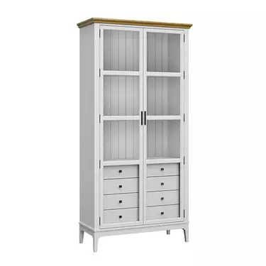 Шкаф для книг «Квадро-С» 220/04Б (белый лак-антик 24)