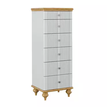 Комод белый с 6 ящиков "Рандеву" 06 (белый лак/антик-24)