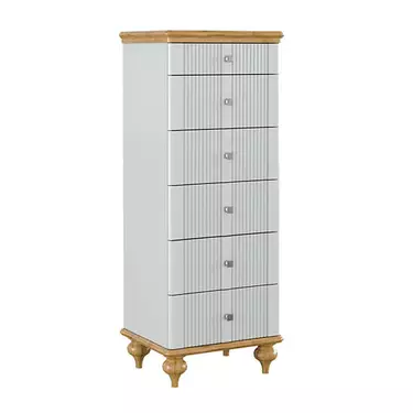 Комод белый с 6 ящиков "Рандеву" 06 (белый лак/антик-24)
