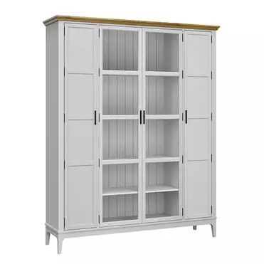 Шкаф для книг «Квадро-С» 422Ф (белый лак-антик 24)