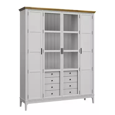 Шкаф для книг «Квадро-С» 422Ф/04Б (белый лак-антик 24)