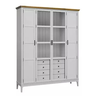 Шкаф для книг «Квадро-С» 422Ф/04Б (белый лак-антик 24)