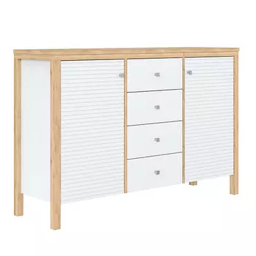   Тумба массив сосны Вояж-24-РД (Белый лак + антик №24)  