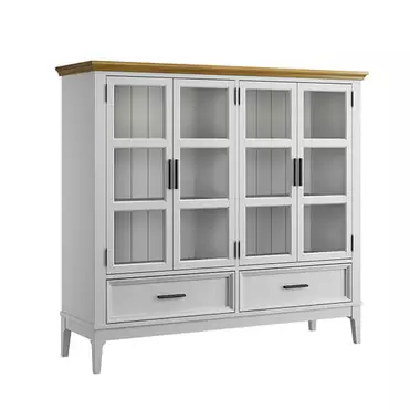 Шкаф для посуды «Квадро-С» 42 (белый лак-антик 24)