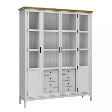 Шкаф для книг «Квадро-С» 422С/04Б (белый лак-антик 24)