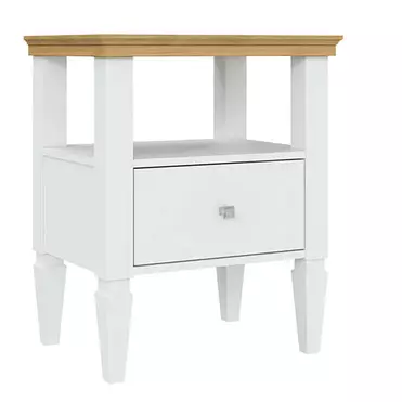 Тумба прикроватная белая с ящиком «Ольса" 01 (белый лак/антик 24)