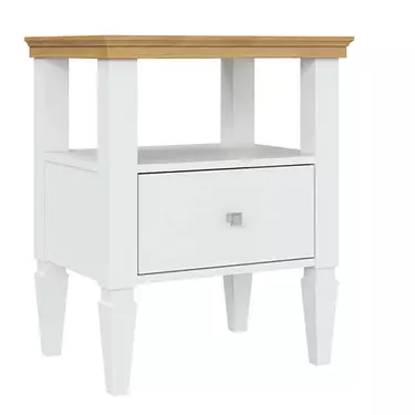 Тумба прикроватная белая с ящиком «Ольса" 01 (белый лак/антик 24)