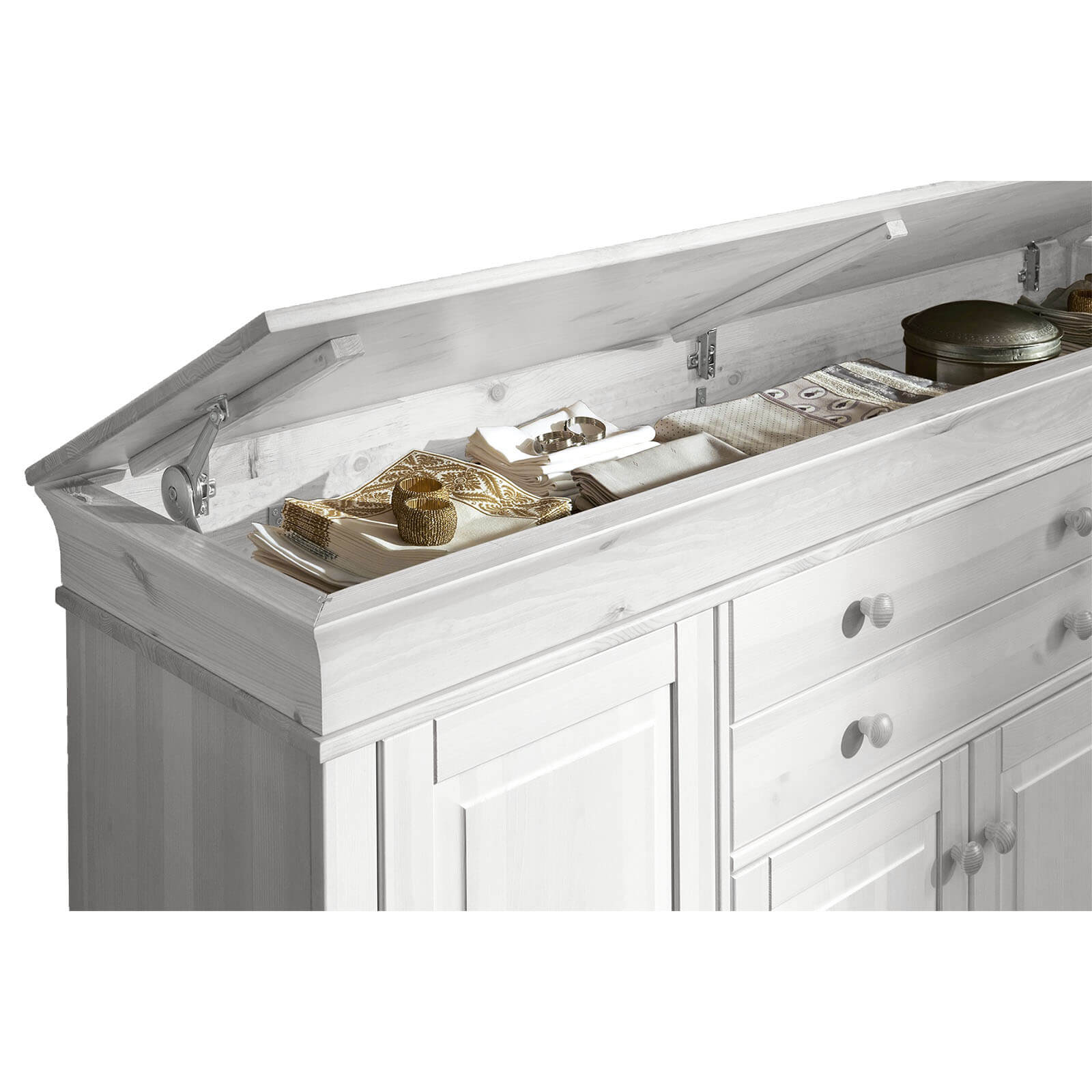 Комод "Бостон" 4+2 с откидной крышкой (белый воск)