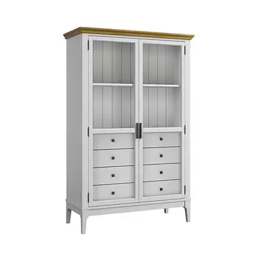 Шкаф для посуды «Квадро-С» 20/04 Б (белый лак-антик 24)