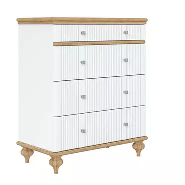 Комод белый с 4 ящиками "Рандеву" 04 (838) (белый лак/антик-24)