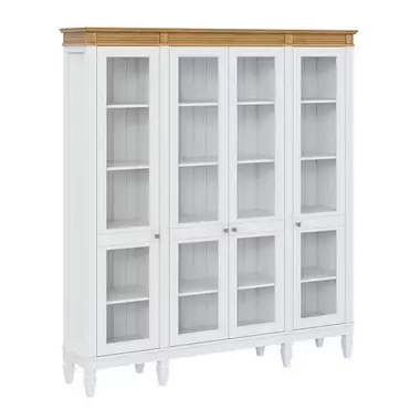 Стеллаж массив сосны с 15 полками "Ольса" 440/000 (белый лак/антик 24)