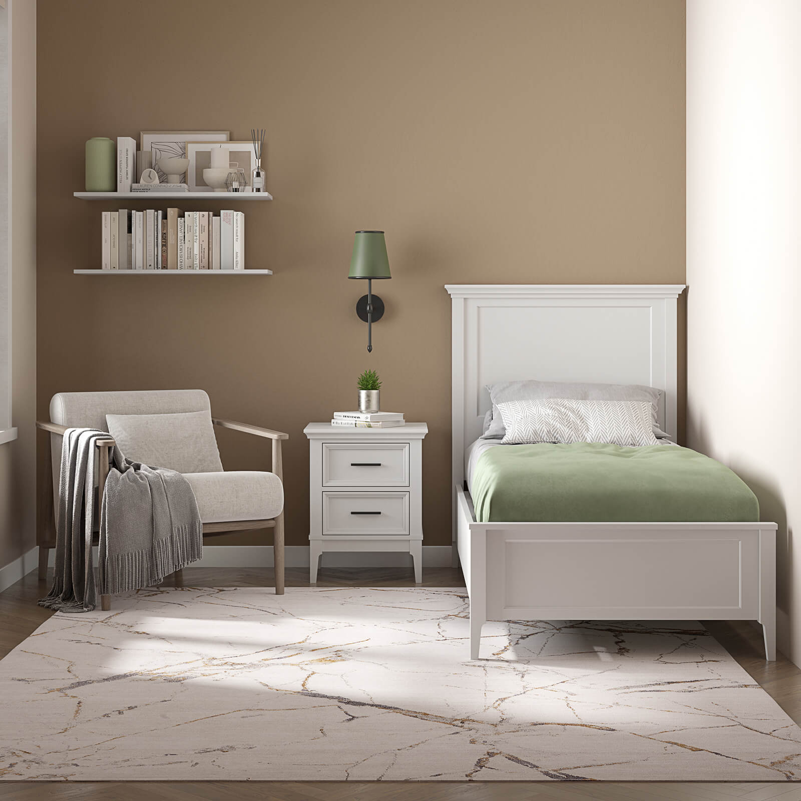 Кровать "Квадро-С" 90 (белый лак)