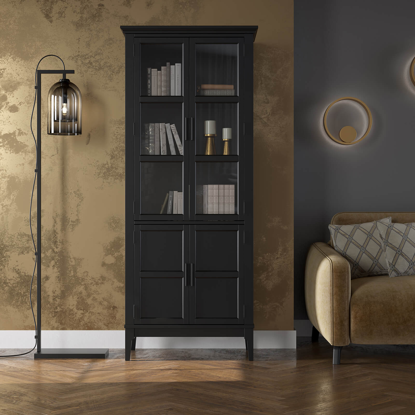 Шкаф для посуды «Квадро-С» 22GT-185 (блэк 9)