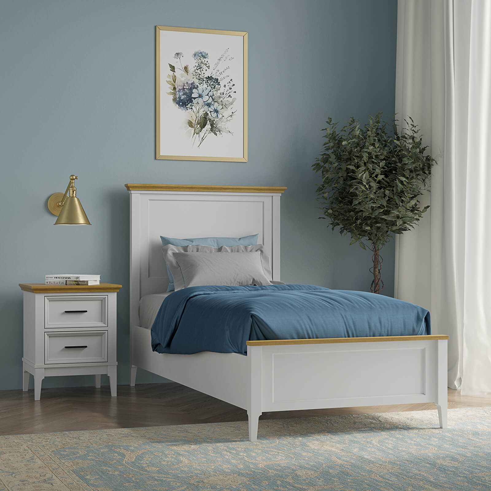 Кровать "Квадро-С" 90 (белый лак-антик 24)