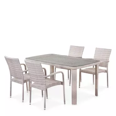 Комплект плетеной мебели  Афродита   Latte (4+1) + подушки на стульях  