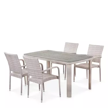 Комплект плетеной мебели  Афродита   Latte (4+1) + подушки на стульях  