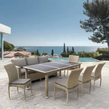 Комплект плетеной мебели  Афродита   Light Brown (8+1)  