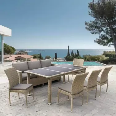 Комплект плетеной мебели  Афродита   Light Brown (8+1)  