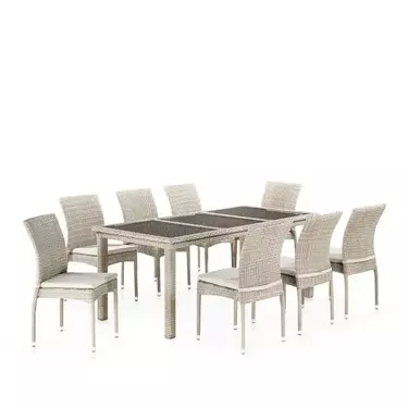 Комплект плетеной мебели  Афродита     Latte (8+1) + подушки  