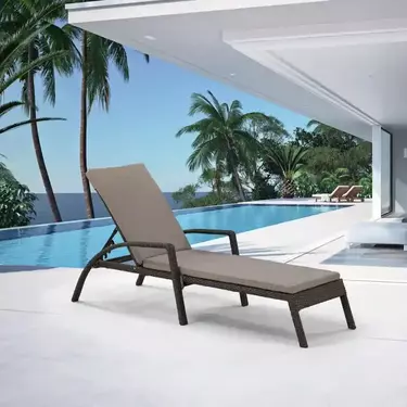 Шезлонг-лежак плетеный Афродита Brown с матрасом