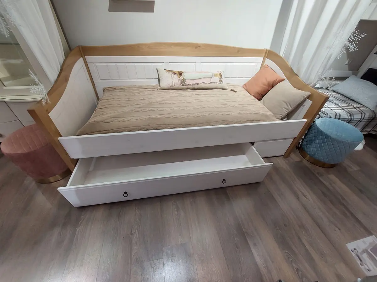 Кровать-диван Милано с ящиком белый/антик (выставочный образец)