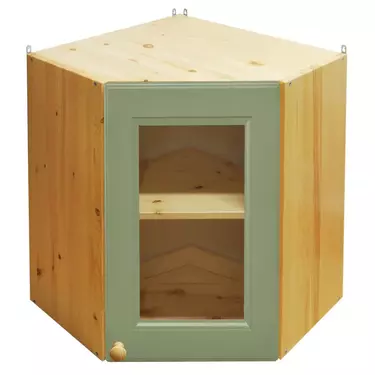 Шкаф настенный угловой Весури арт. 266/1 со стеклом олива