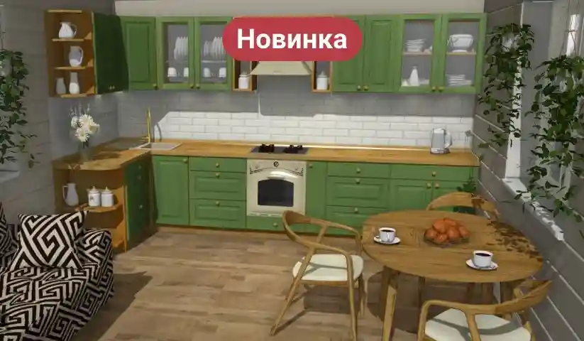  Кухня "Весури" в новой цветовой гамме: гармония сосны и оливы. 