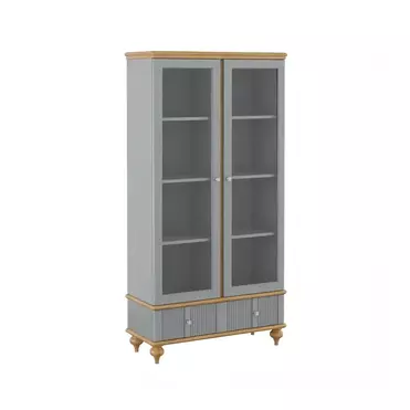 Витрина с ящиком серая массив сосны "Рандеву" 21 (серый-7042/антик-24)