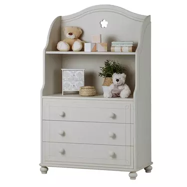 Стеллаж с полками и ящиками белый Бетти №5