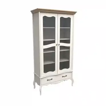 Витрина деревянная ЛеБо 2-дверная Бежевый воск/Антик