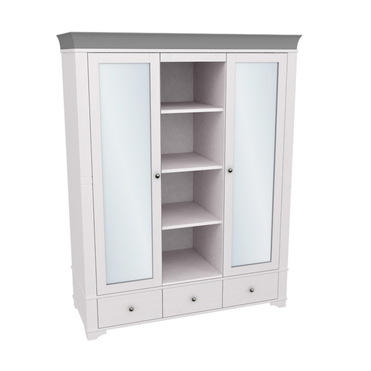 Шкаф с 2-мя зеркальными дверями и полками Бейли белый воск/антрацит