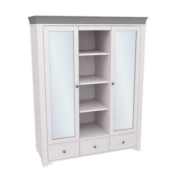 Шкаф с 2-мя зеркальными дверями и полками Бейли белый воск/антрацит