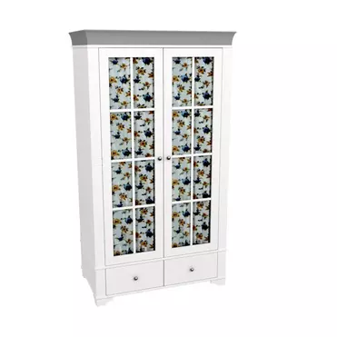 Шкаф 2х дверный со стеклянными дверями Бейли белый воск/антрацит