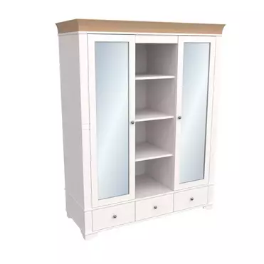 Шкаф с 2-мя зеркальными дверями и полками Бейли белый воск/антик