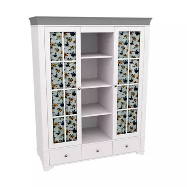 Шкаф с 2-мя стеклянными дверями и полками Бейли белый воск/антрацит