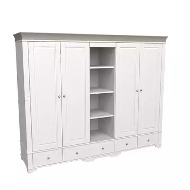 Шкаф 5 дверный с 4 глухими дверями и полками белый воск/антрацит