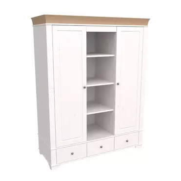 Шкаф Бейли 2-мя глухими дверями и полками белый воск/антик