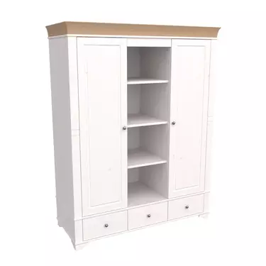 Шкаф Бейли 2-мя глухими дверями и полками белый воск/антик