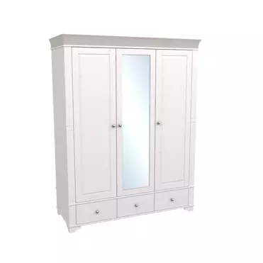 Шкаф 3-х дверный с зеркалом Бейли белый воск/антрацит