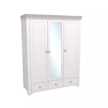 Шкаф 3-х дверный с зеркалом Бейли белый воск/антрацит