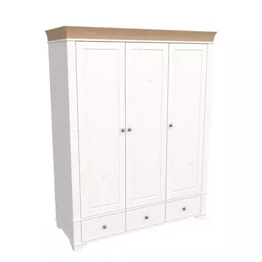 Шкаф 3х дверный Бейли с глухими дверями белый воск/антик