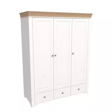 Шкаф 3х дверный Бейли с глухими дверями белый воск/антик